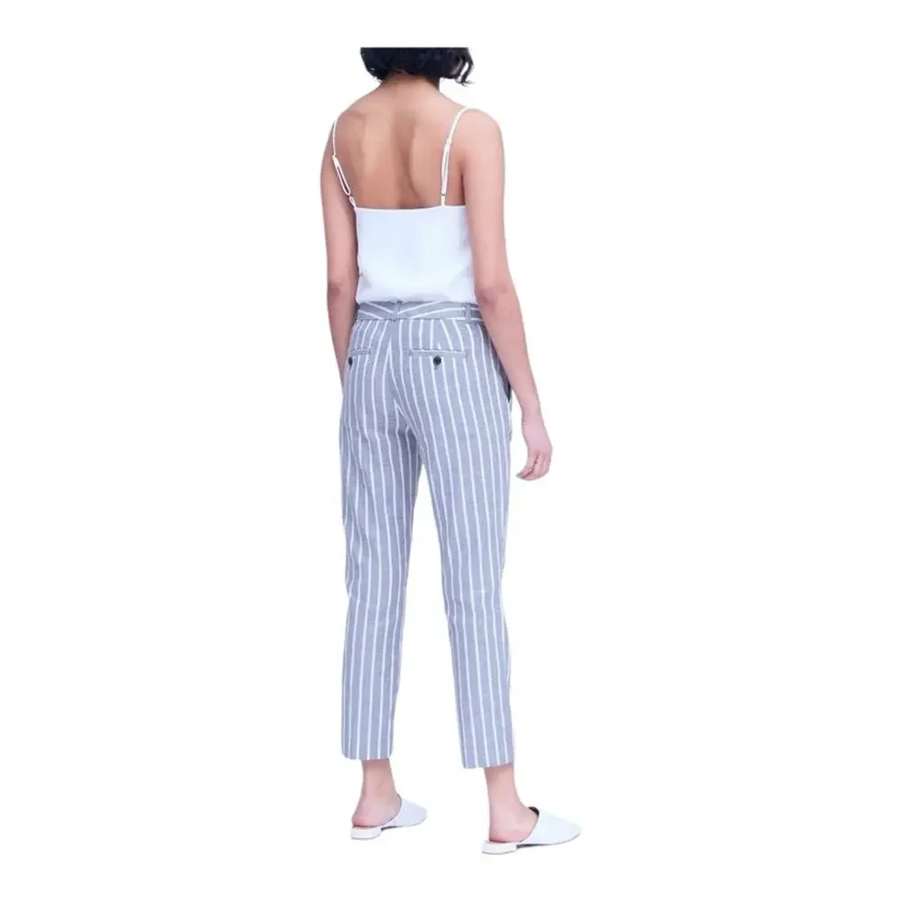 Banana Republic Avery Straight Fit Striped Washable Linen Pant New With Tags